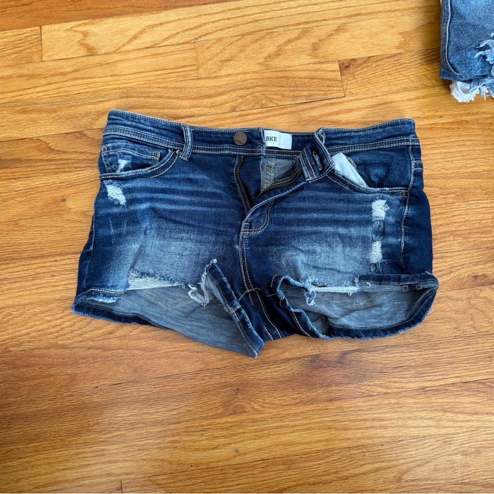 BKE Dark Blue Distressed Jean Shorts